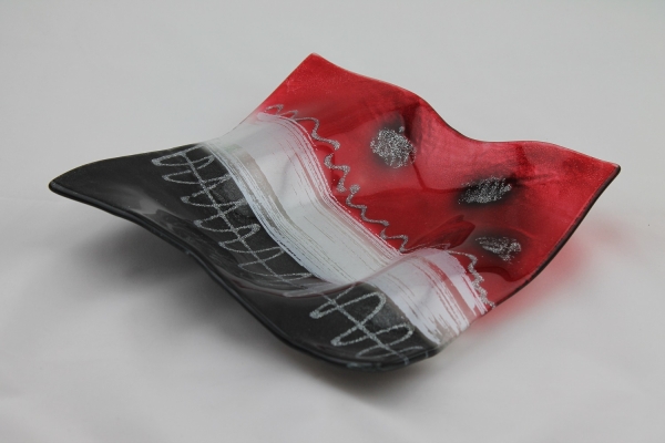 Glasschale Red n Grey